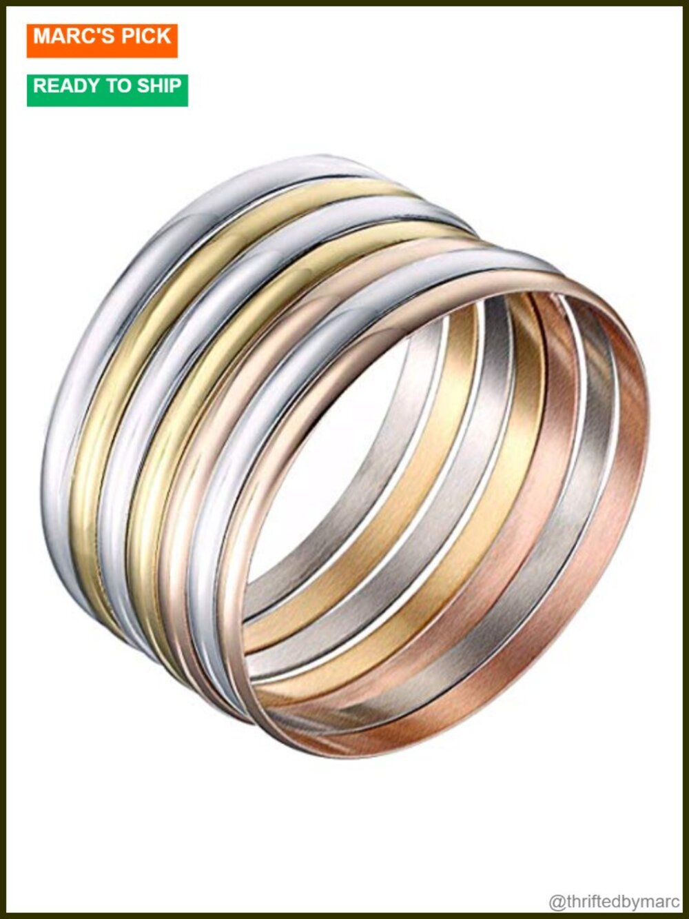 Hypoallergenic Stainless Steel Bangle Bracelet Set of 7 Pieces Stackable